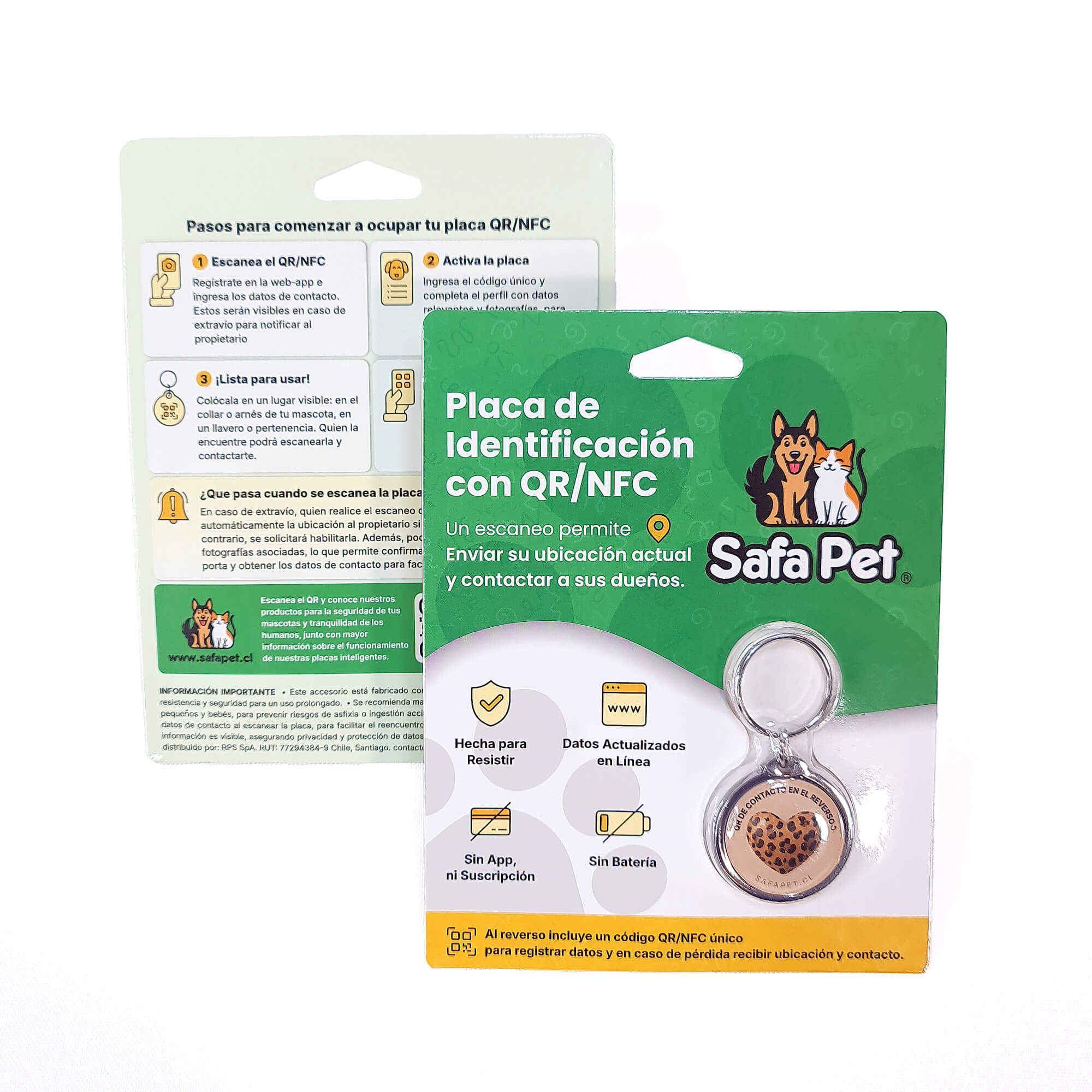 empaques placa qr nfc metalica perros gatos safapet chile